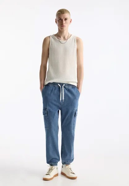 Джинсы морковного фасона Jogger PULL&BEAR, синие