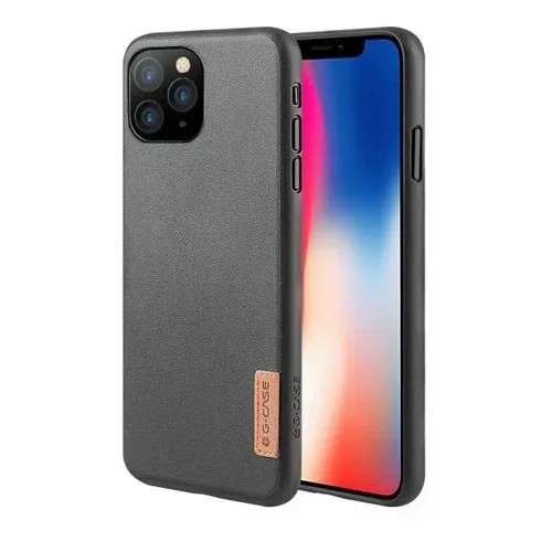 Чехол G-Case Dark Series для Apple iPhone 12 pro max (Black Leather, кожаный)