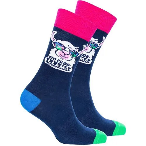 Носки Socks n Socks, размер 7-12 US / 40-45 EU, розовый, мультиколор, синий