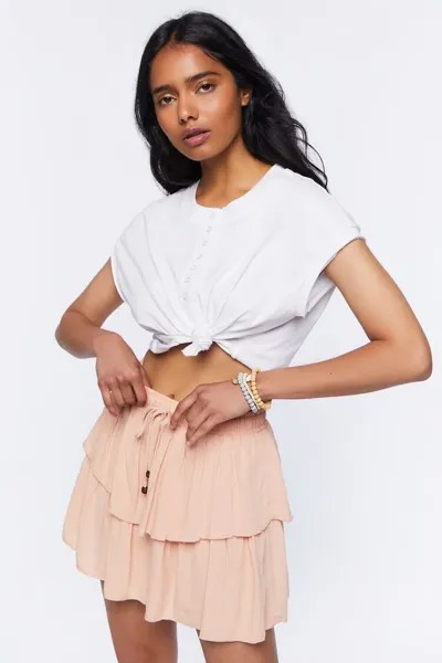 Многослойная мини-юбка с воланами Forever 21, розовый
