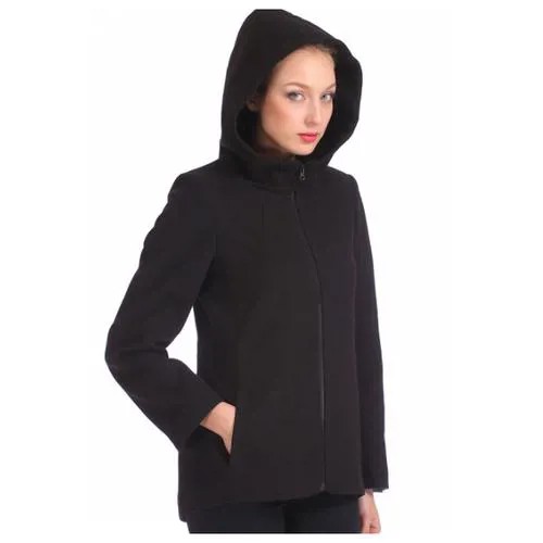 Пальто шерстяное короткое женское с капюшоном 58 размер
