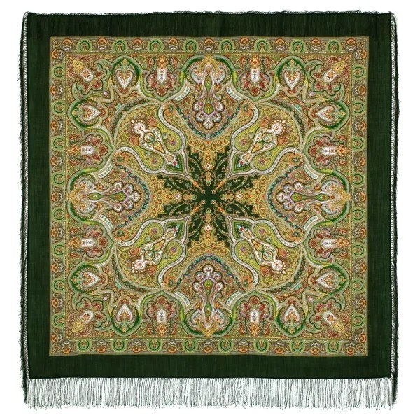 Платок женский Павловопосадский платок 710 зеленый, 146х146 см