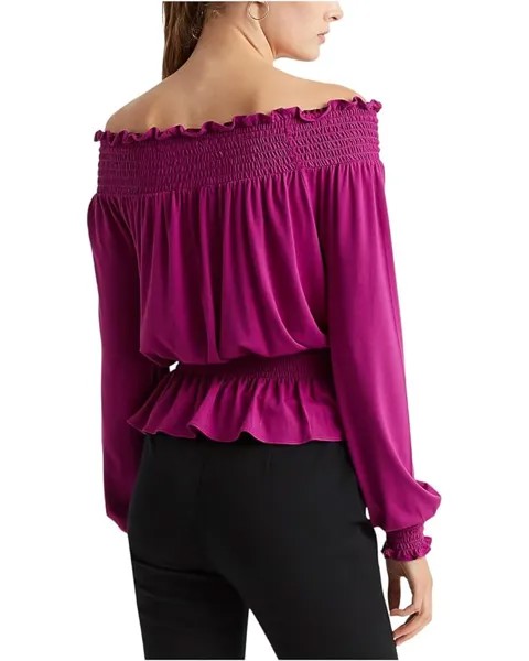 Топ LAUREN Ralph Lauren Petite Jersey Off-the-Shoulder Top, цвет French Orchid