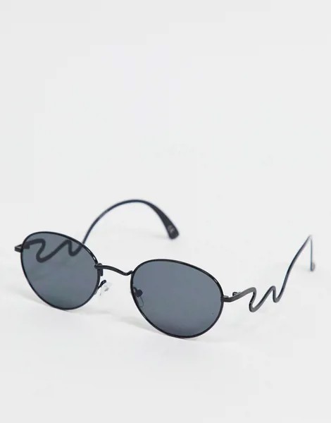 Круглые солнцезащитные очки в черной оправе Jeepers Peepers-Черный цвет