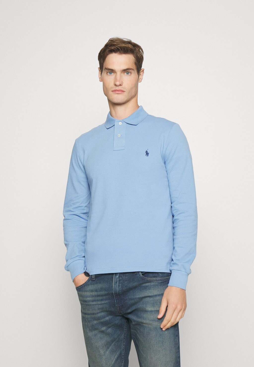 Рубашка-поло SLIM LONG SLEEVE Polo Ralph Lauren, небесно-голубой