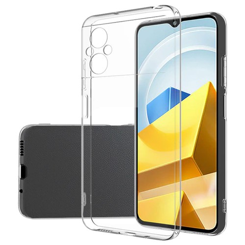 Прозрачный силиконовый чехол с защитой камеры для Xiaomi Poco M5 4G / Тонкий противоударный легкий чехол на телефон Сяоми Пока М5 4 Джи