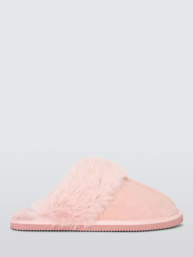 Тапочки John Lewis John Lewi Microsuede Fluffy Faux Fur Mule, розовый