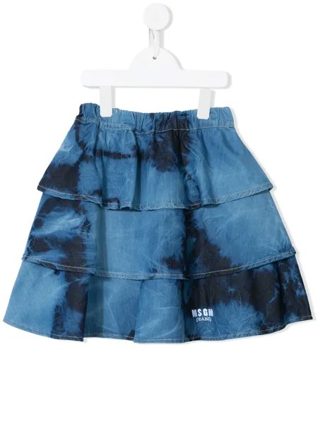 MSGM Kids ярусная юбка с принтом тай-дай