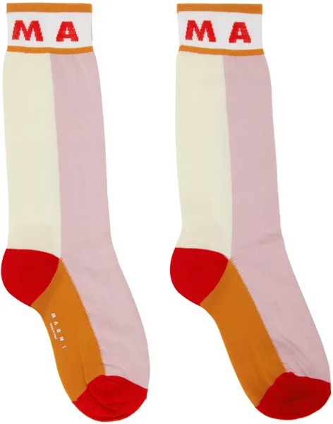 Разноцветные носки с цветными блоками Marni, цвет Dahlia