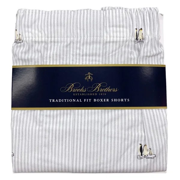 Нижнее белье трусы-боксеры Brooks Brothers в полоску с изображением пингвинов