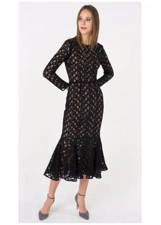 Кружевное платье миди с оборкой T-Skirt SS18-28-0639-FS Черный 40