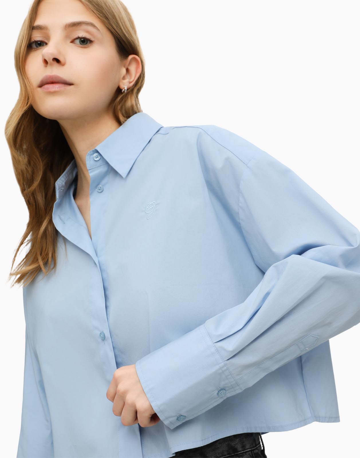 Рубашка женская Gloria Jeans GWT003230 голубая 2XS