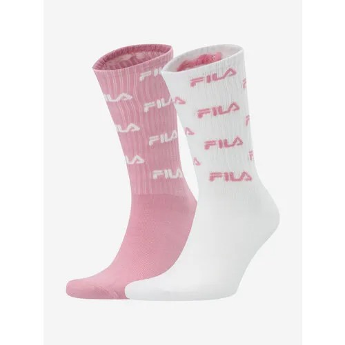 Носки Fila, комплект, 2 пары, размер 39-42, белый/розовый