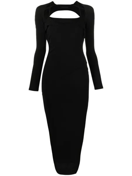Helmut Lang платье макси с длинными рукавами и открытой спиной, черный