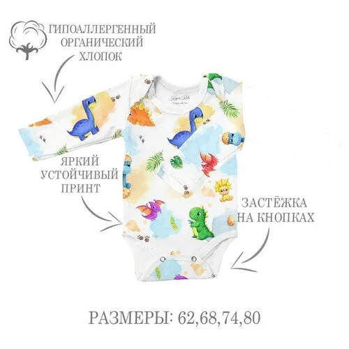 Боди детское для мальчика и девочки Kuper Kids, длинный рукав, размер 68