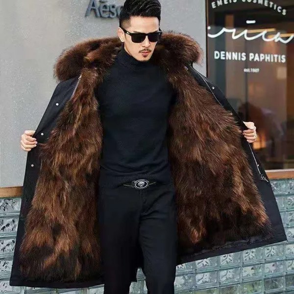 Толстая теплая шуба, новый стиль, верхняя мужская меховая Толстая теплая куртка средней длины, норковая шуба, меховое съемное пальто