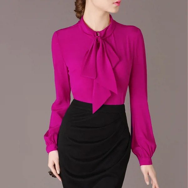 Женская блузка весна блузка из натурального шелка женские топы Модные женские блузки 2021 Корейская винтажная блузка рубашка женская MY3191