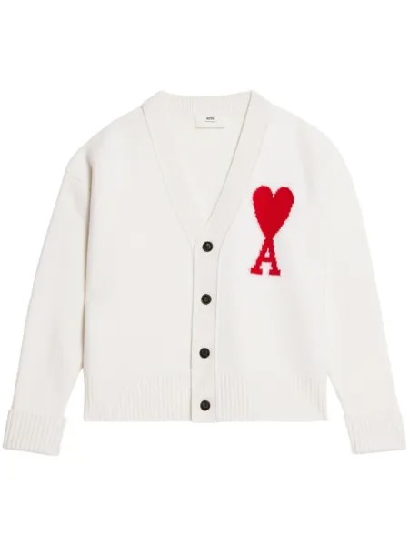 AMI Paris кардиган с монограммой Ami de Coeur, белый