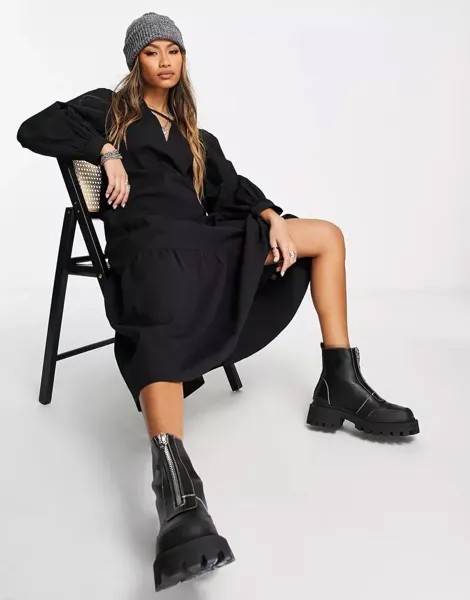 Черное структурированное платье-пуловер Topshop