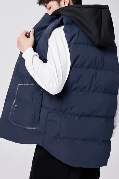 Мужская двухсторонняя камуфляжная теплая безрукавка, повседневный жилет с большими карманами и капюшоном, большие размеры 8xl