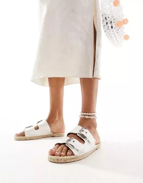 Белые эспадрильи с двойной пряжкой ASOS Jada