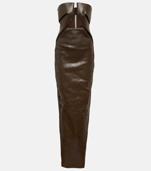 Джинсовое платье без бретелек с покрытием Rick Owens, коричневый