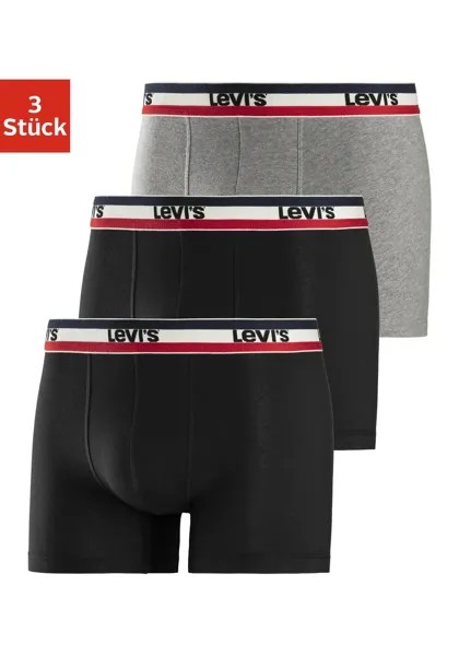 Боксеры Levi's (комплект из 3 шт.), с контрастным поясом с логотипом, черный
