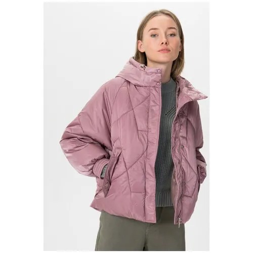 Укороченная куртка с утеплителем био-пуха El_W6698 Розовый 48