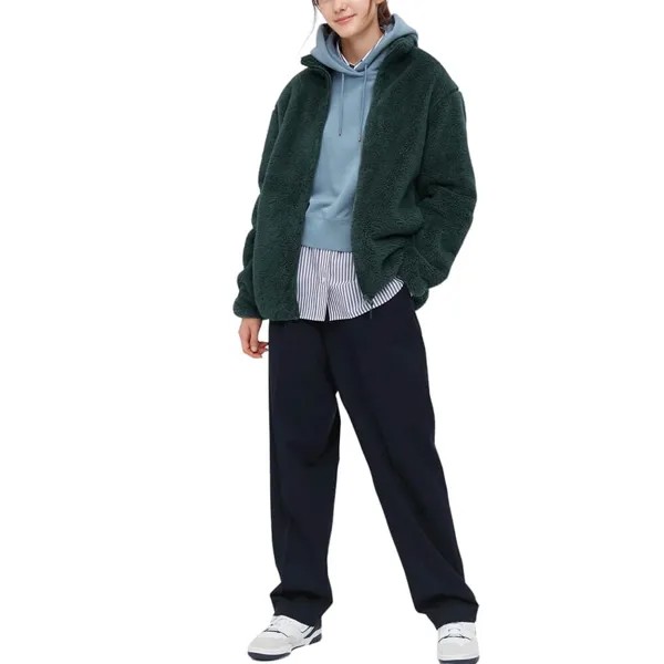 Толстовка Uniqlo Unisex Fluffy Fleece, темно-зеленый