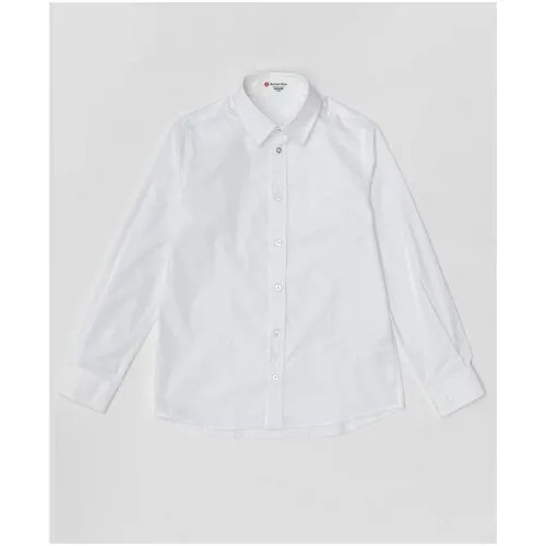 Рубашка на пуговицах белая Button Blue, для мальчиков, размер 140, мод. 223BBBS23040200