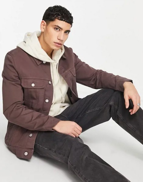 Коричневая саржевая куртка классического кроя в стиле вестерн ASOS DESIGN-Коричневый цвет