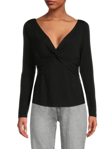 Твист-топ с глубоким вырезом Donna Karan New York, черный