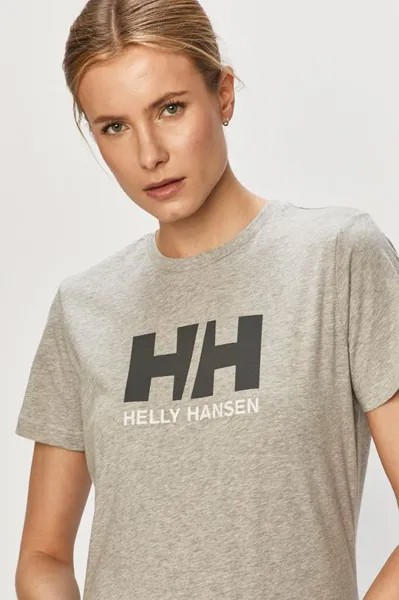 Хлопковая футболка Helly Hansen, серый