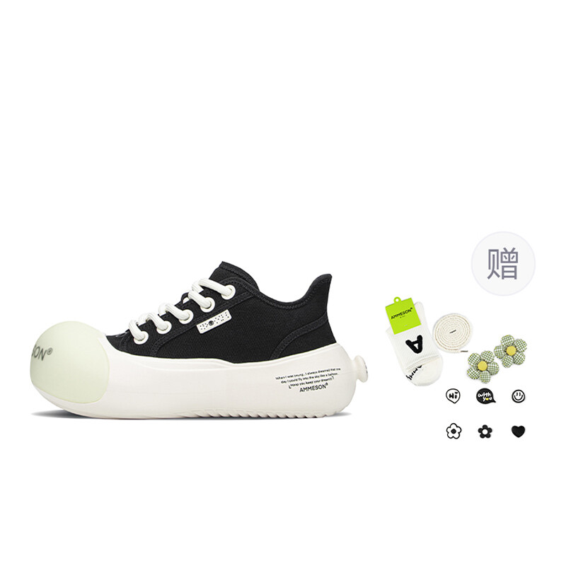 Кроссовки AMMESON Skateboarding Shoes Women's Low-top Black/white, черный/белый