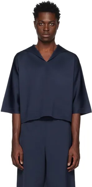 Темно-синий свитер с защипами 132 5. ISSEY MIYAKE