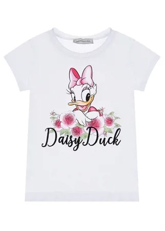Белая футболка с принтом Daisy Duck Monnalisa
