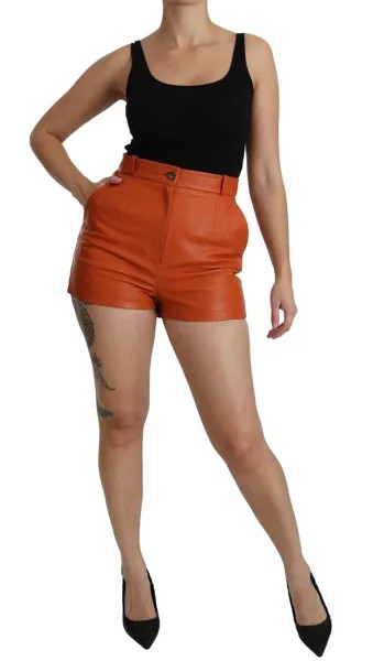 DOLCE - GABBANA Шорты Оранжевые кожаные шорты с высокой талией IT40/US6/ S Рекомендуемая розничная цена 3330 долларов США