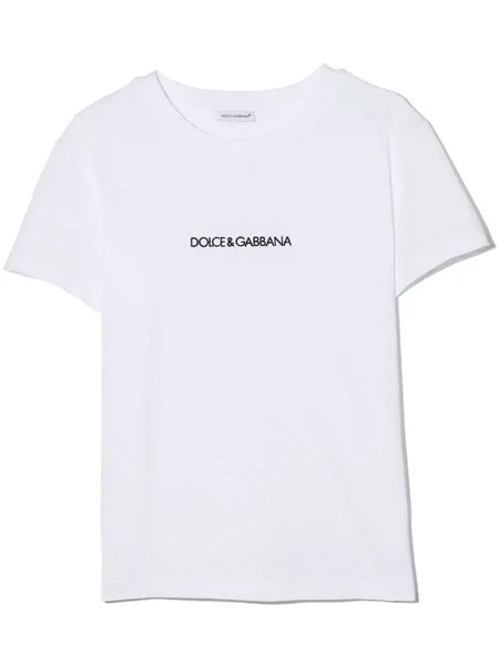 Dolce & Gabbana Kids футболка с вышитым логотипом