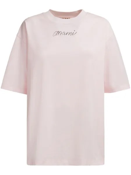 Marni футболка с логотипом, розовый