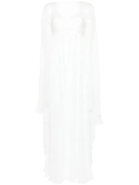 Alberta Ferretti шифоновое платье с кейпом, белый