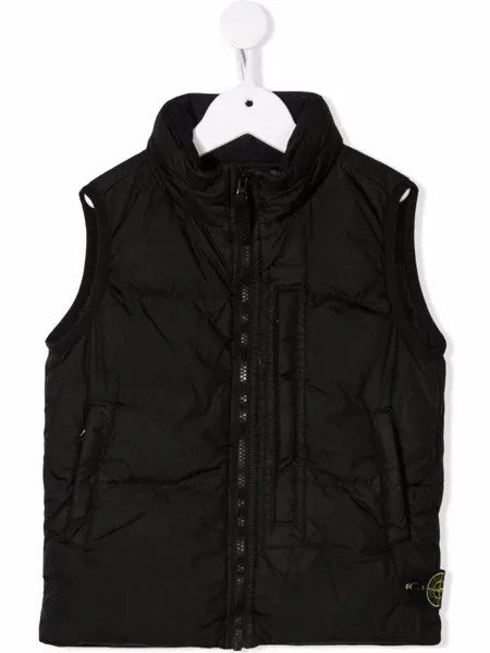 Stone Island Junior дутый жилет с нашивкой-логотипом