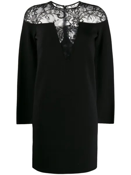 Givenchy платье с кружевным верхом, черный