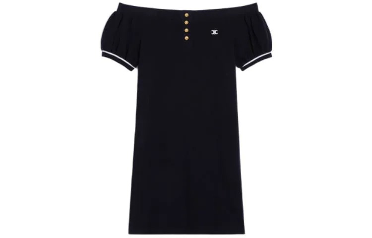 Платье с короткими рукавами женское черное Celine