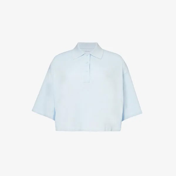 Укороченная рубашка-поло из хлопкового пике с объемными рукавами Bottega Veneta, цвет bubble