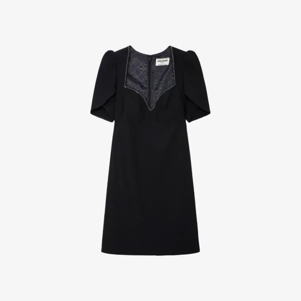 Тканое платье мини Roxelle, украшенное кристаллами Zadig&Voltaire, цвет noir