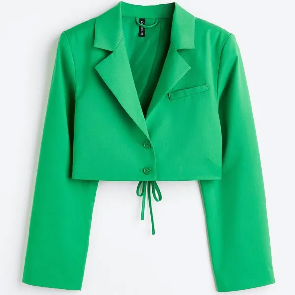 Укороченный жакет H&M Tie-detail, зеленый