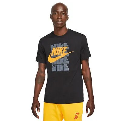 Мужская футболка с логотипом Nike Black/Goldenrod Sportswear — 2XL