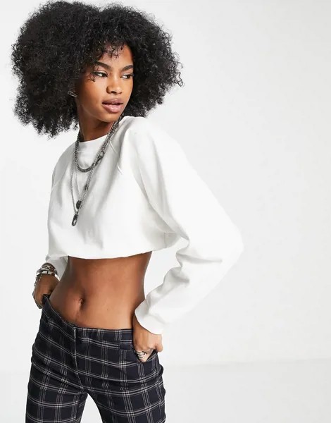 Белый укороченный свитшот из эластичного материала Topshop