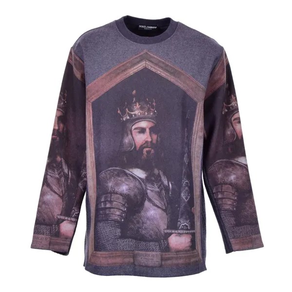 DOLCE - GABBANA RUNWAY Oversize свитер King Crown Толстовка Шерстяной Серый 07309