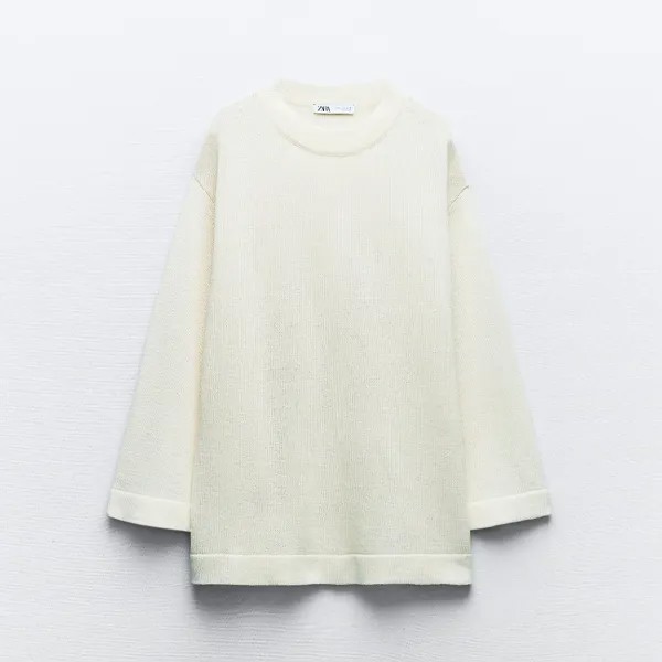 Свитер Zara Linen Blend Plain Knit, белый